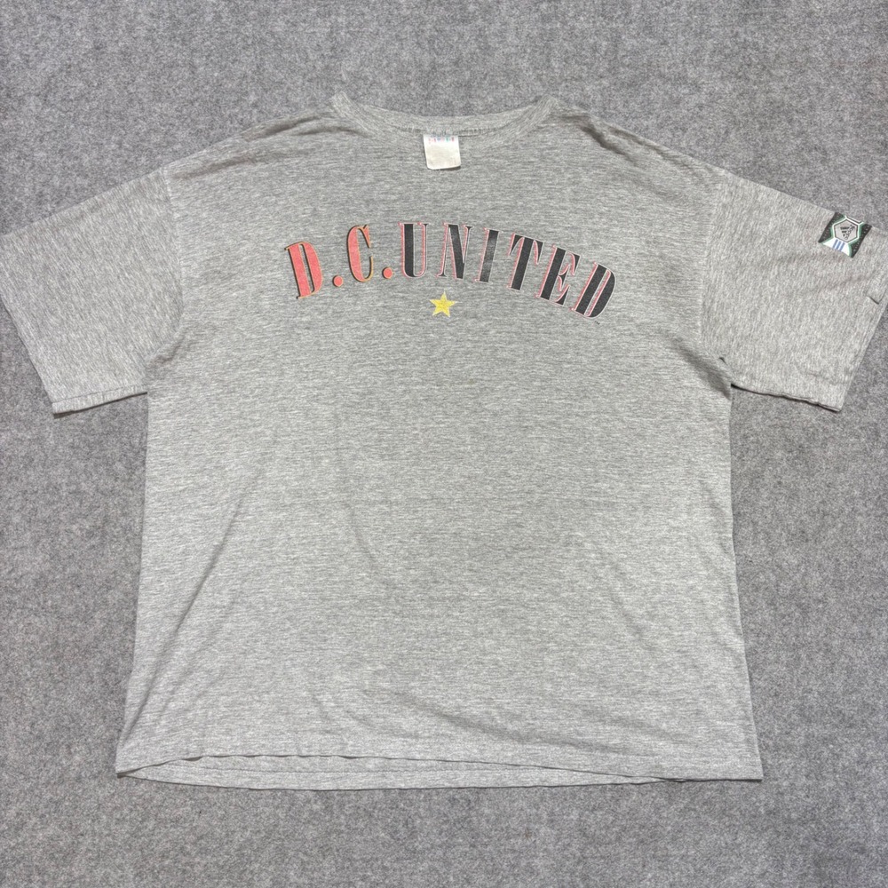 Vintage DC United Adidas MLS T-Shirt Mens Gray Soccer Graphic Tee 90s XXL